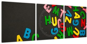 Obraz - farebné písmenká (s hodinami) (90x30 cm)