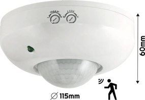 ECOLIGHT Infračervené stropné čidlo pohybu 300W 360 ° biele