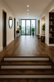 Beauflor, PVC podlaha - lino Toptex Texas Oak 620D, na mieru, šíře 5m, hnedá, filc, chodba / predsieň