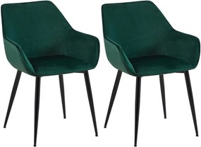 Set 2 jedálenských stoličiek Vessa zamat - zelená