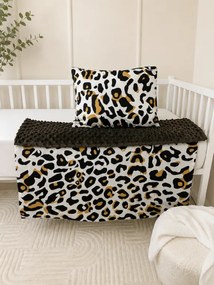 Set do kočíka Leopard / minky hnedá – deka a vankúšik