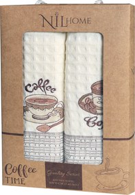 KUCHYNSKÉ UTIERKY COFFEE SADA 2 KS 50X70 CM VZOROVANÉ