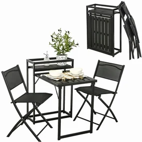 Dekorstudio Balkónový skladací set na malý balkón 2x stolička a stôl