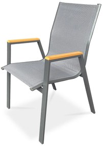 Autronic Záhradná stolička, kov, textil, sivá, AZC-S1050 GREY