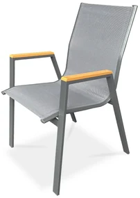 Autronic Záhradná stolička, kov, textil, sivá, AZC-S1050 GREY