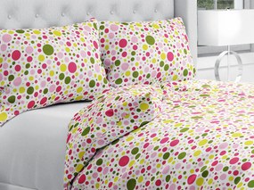 Biante Bavlnené posteľné obliečky Sandra SA-209 Ružové a žlté bodky na bielom Predĺžené 140x220 a 70x90 cm