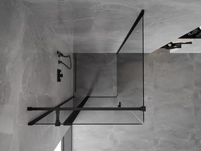 Mexen Mist T, sprchový kút s krídlovými dverami, 90 x 90 cm, 8mm číre sklo, čierny profil, 8A4T-090-090-70-00