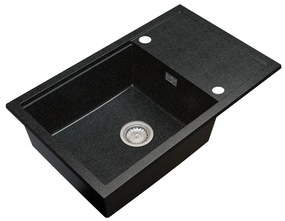 Gamma Advance 8050, 1-komorový granitový drez 800x500x210 mm, čierna so zlatými bodmi, GMA-ZLE000148