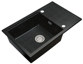 Gamma Advance 8050, 1-komorový granitový drez 800x500x210 mm, čierna so zlatými bodmi, GMA-ZLE000148