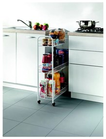 Trojposchodový pojazdný stojan do kúpeľne Metaltex Laundry, 23 × 84 cm