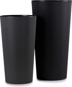 PLASTOVÝ KVETINÁČ URBANIKA ECO SADA 2KS 57X30 CM+46,6X25,5 CM ČIERNA