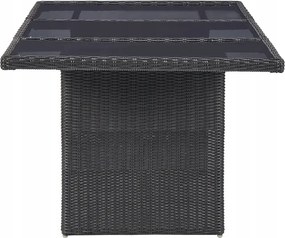 vidaXL 7-dielna sada záhradného nábytku, polyratan, čierna