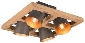 Stropné svietidlo s kovovým tienidlom v tmavo sivo-prírodnej farbe 39x39 cm Bell – Trio