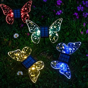 Exteriérové solárne zapichovacie svietidlo Butterfly, RGB