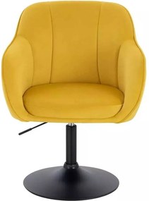LuxuryForm DESIGN Stolička AVOLA VELUR na čiernom tanieri - žltá