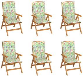 Sklápacie záhradné stoličky s podložkami 6 ks tíkový masív