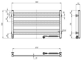Kúpeľňový rebríkový radiátor s termostatom AVANGARD 316W/230V 50,6 cm IP44 biely pravý
