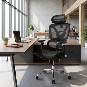 Kancelárska ergonomická stolička PORTE — sieťovina, čierna