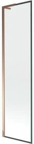 Mexen Next L, 1-krídlová vaňová zástena 50 x 150 cm, 6mm číre sklo-čierny vzor, ružové zlato profil, 895-050-000-03-70-60