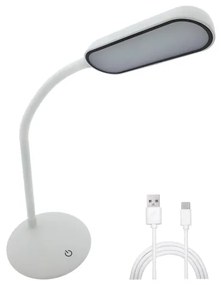 LED dotyková stmievateľná flexibilná stolná lampa LED/6W/5V USB 1200 mAh biela
