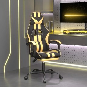 Herná stolička s opierkou na nohy čierna a zlatá umelá koža 3143832