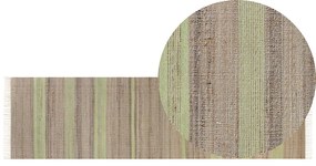 Jutový koberec 80 x 300 cm béžová/zelená TALPUR Beliani