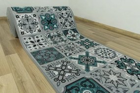 Protišmykový behúň Patchwork - tyrkys