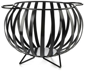 Kovový kôš na drevo Globe1, 46x35 cm, čierna