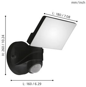 Eglo 98178 - LED Vonkajšie svietidlo so senzorom PAGINO LED/15W/230V IP44