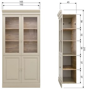 Sivá vitrína z borovicového dreva 105x215 cm Chow – vtwonen