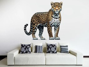 Leopard textilní prelepiteľná nálepka na stenu list 45 x 44 cm