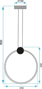 Toolight Toolight, LED stropné svietidlo 30cm 13W 4000K APP1393-CP, zlatá lesklá, OSW-00919