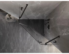 Mexen Lunar, výklopný päťuholníkový sprchový kút pravý 90 x 90 cm, 8mm číre sklo, čierny profil, 831-090P-090L-70-00-P