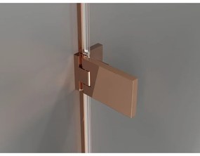 Mexen Lunar-F, ľavé sklápacie sprchové dvere 140 cm, 8mm číre sklo, ružové zlato profil, 836S-140-050-60-00-L