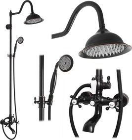 Rea Bergamo, sprchový set v retro štýle, čierna matná, REA-P5001