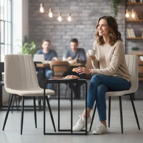 Sada dvoch jedálenských stoličiek LIVO zamatové, béžové / čierne nohy (2 ks)