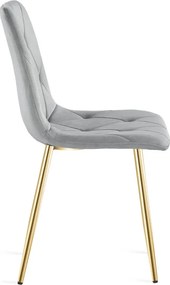 Sada dvoch jedálenských stoličiek LIBRA zamatové, svetlosivé / zlaté nohy (2 ks)