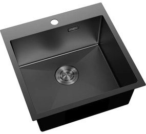 Mexen Solix, 1-komorový nerezový drez 500 x 500 mm, čierna, 6407501000-70