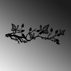 Nástěnný kovový věšák Butterfly 60 cm černý