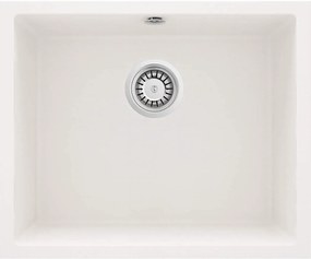 Deante Corda, granitový drez pod dosku 550x460x204 mm, 3,5" + priestorovo úsporný sifón, 1-komorový, biela, ZQA_A10C