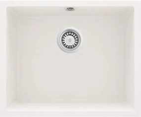 Deante Corda, granitový drez pod dosku 550x460x204 mm, 3,5" + priestorovo úsporný sifón, 1-komorový, biela, ZQA_A10C