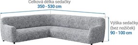 Bielastické poťahy GRAFITI NOVÉ antracit rohová sedačka (š. 350 - 530 cm)