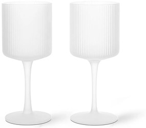 Ferm Living Pohár na biele víno Ripple Frosted – sada 2 ks