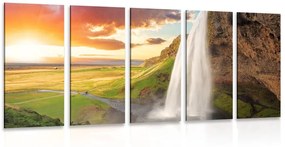 5-dielny obraz majestátny vodopád na Islande Varianta: 200x100