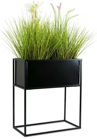KOVOVÝ KVETINÁČ SO STOJANOM RECT 50X24X44 CM ČIERNA