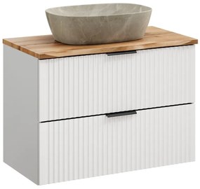 Závesná skrinka Casad Nature Anna s doskou a umývadlom 80 cm biela/dub wotan