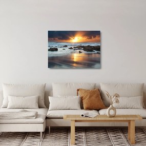 Sklenený obraz - More zaliate slnkom (70x50 cm)