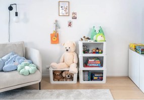 Úložný box s otvorenou prednou hranou, MODULE, s vekom, biely -  59,5 × 39,5 × 30 cm