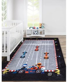 JUNIOR 52108.801 umývací koberec Preteky, Formula 1 pre deti protišmykový - sivá Veľkosť: 160x220 cm
