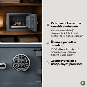 Trezor S2 bezpečnostný, ohňovzdorný, elektronický na kód, na dokumenty, 400x280x340 mm: EDGAR